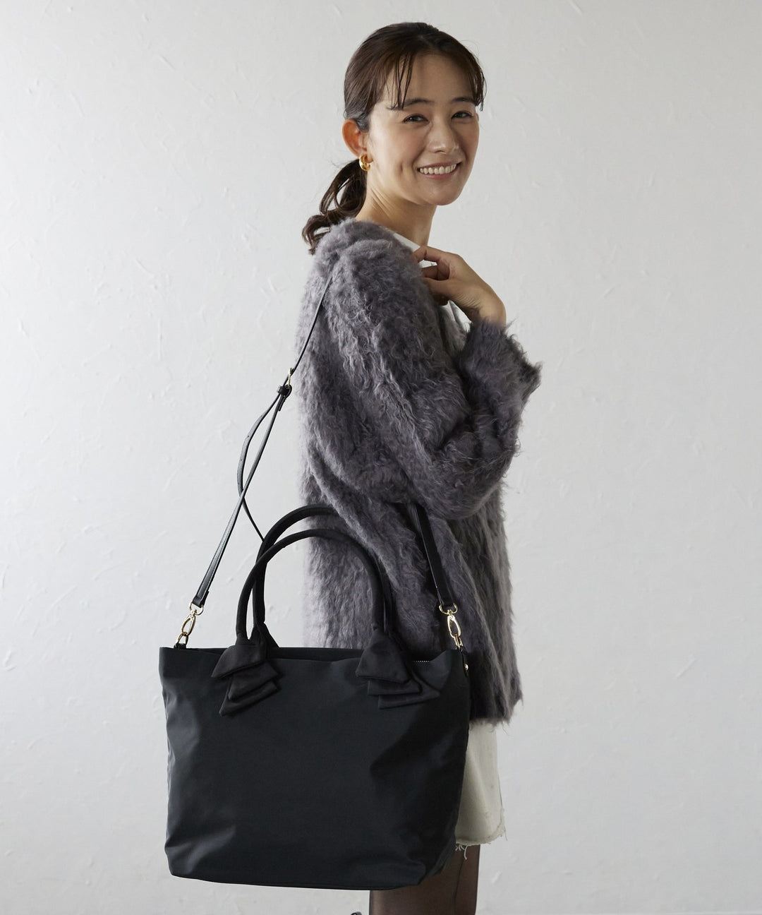 リボンハンドル 2wayトートバッグ