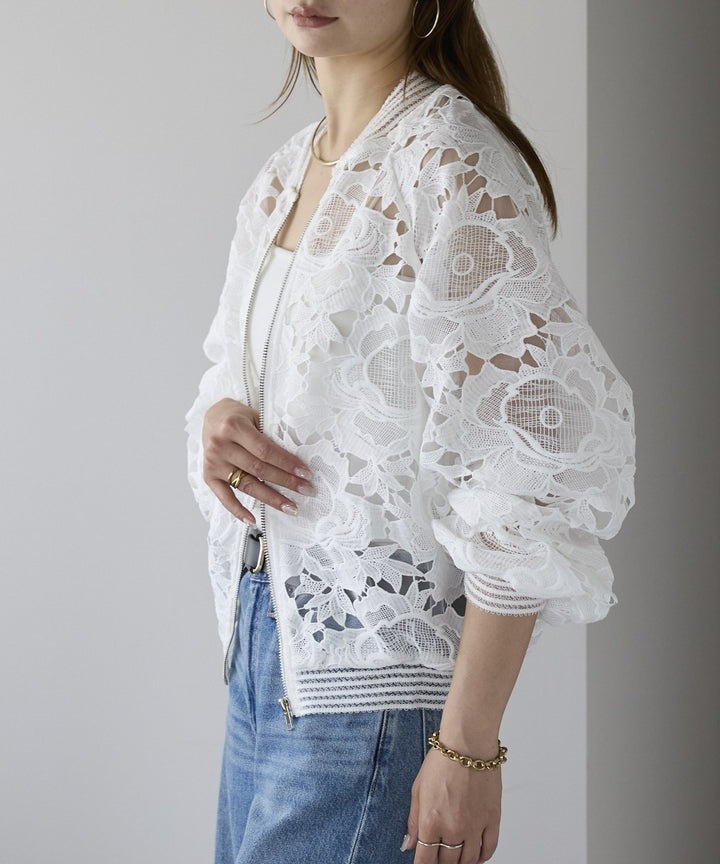 カットワークレース刺繍ブルゾン