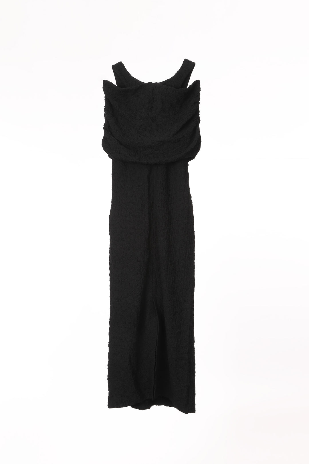 SHIRRING SCOOP NECK DRESS