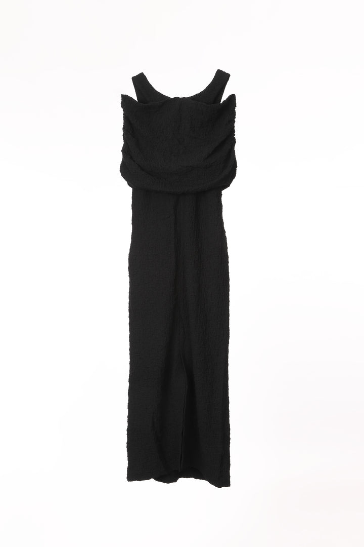 SHIRRING SCOOP NECK DRESS