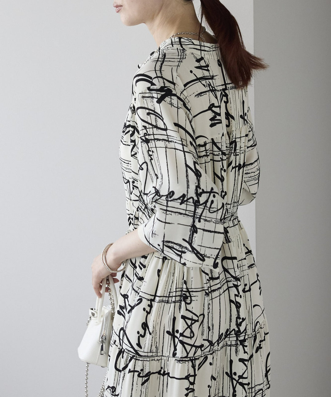 総柄ロングシャツワンピース