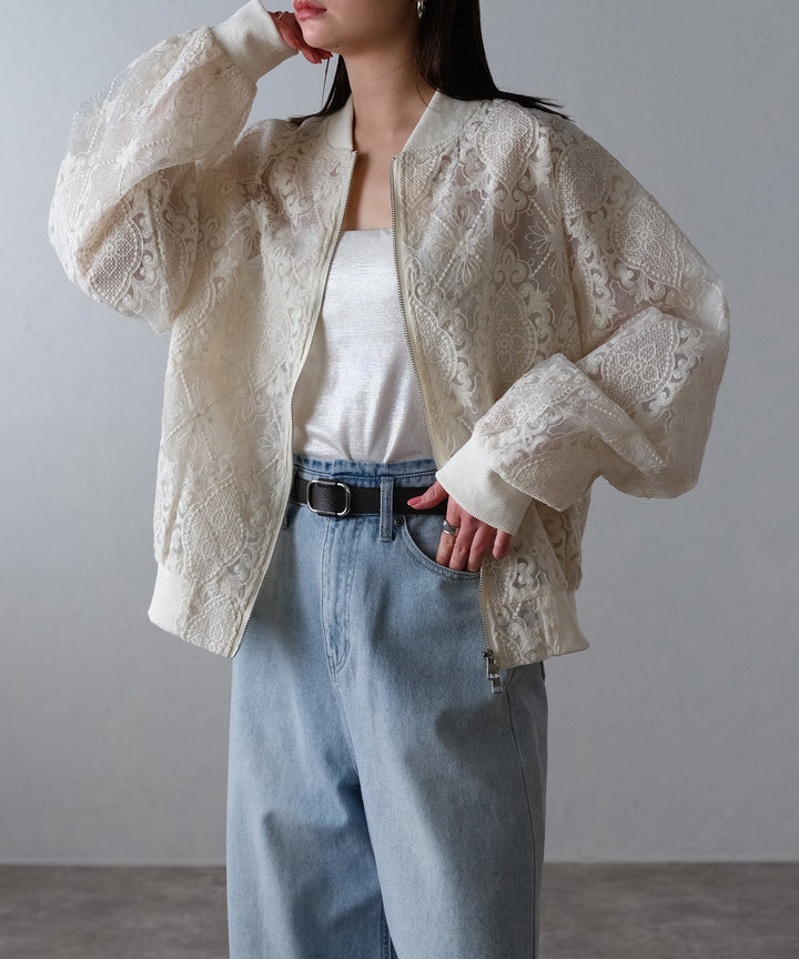 レース刺繍 シアーブルゾン